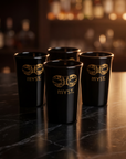 Myst Premium Shot Glass Set – Black & Gold (Pack of 12)