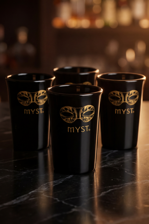 Myst Premium Shot Glass Set – Black & Gold (Pack of 12)